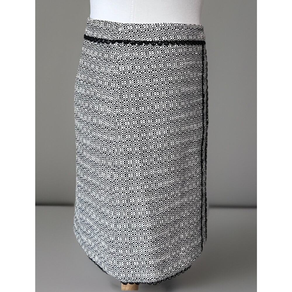 Karl Lagerfeld Women's Black White Gingham Tweed Mini A-Line Skirt Size 8 - Picture 2 of 6